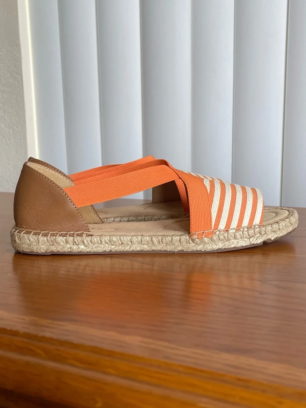 Talbots Illysa Espadrille Sandals Orange Cream Striped Size 7.5